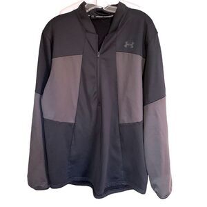 Under Armour Cold Gear Loose Fit 1/2 Zip Pullover Gray Black Sz XL